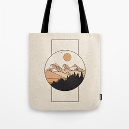 Three Sisters Canmore Landscape Line Art Tote Bag