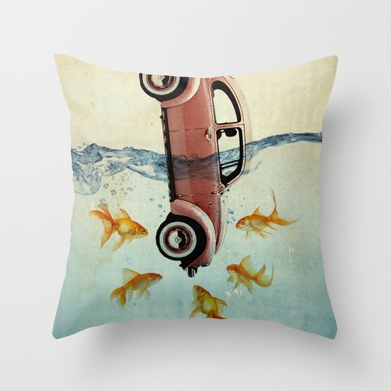 Bug and goldfish Throw Pillow