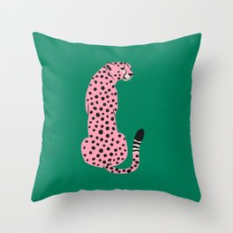The Stare: Pink Cheetah Edition Throw Pillow