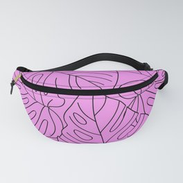 Vibrant Pink Monstera Palm Leaves Tropical Pattern Fanny Pack