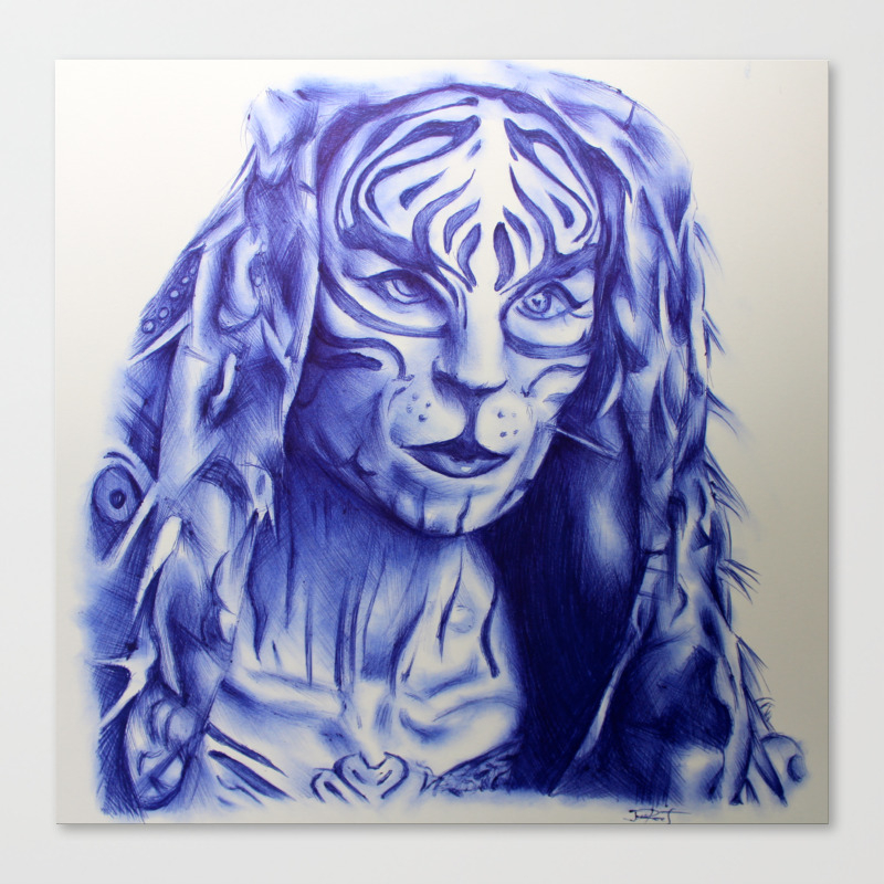 Mj Part 2 Tigris Ballpoint Pen Sketch Canvas Print