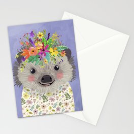Hedgehog with floral crown Stationery Card