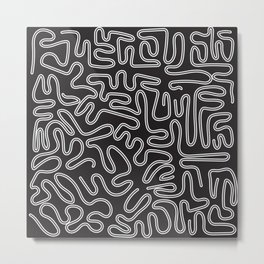 Squiggles - Black and White Metal Print