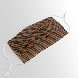 [ Thumbnail: Black and Brown Colored Stripes Pattern Face Mask ]