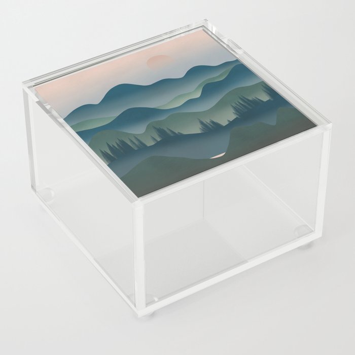 Mountain range at dusk Acrylic Box