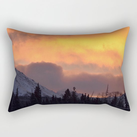 Sunrise Behind Chugach Mts ~ II Rectangular Pillow