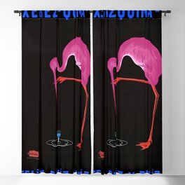 Rare Aperitif pink flamingo Xérez-Quina-Ruiz 1905 liquor alcoholic beverage vintage poster in navy blue lettering poster / posters Blackout Curtain