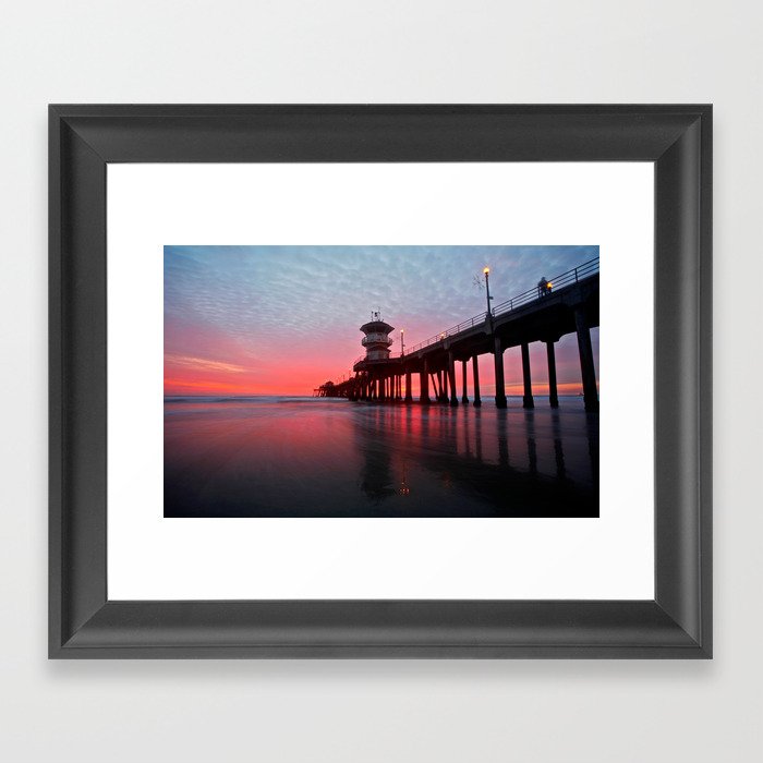 Christmas Sunset 2012 ~ Huntington Beach Pier, CA Framed Art Print