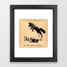 The quick brown fox jumps over the lazy dog Framed Art Print | Black and White, Animal, Illustration, Painting 