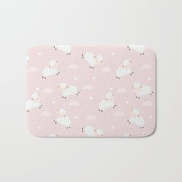 Cute Sheeps on Clouds with Stars Bath Mat | Modernhome, Sweets, Pastelcolor, Sheep, Cutesheep, Graphicdesign, Aesthetic, Babyhome, Sheeppattern, Kawaii 