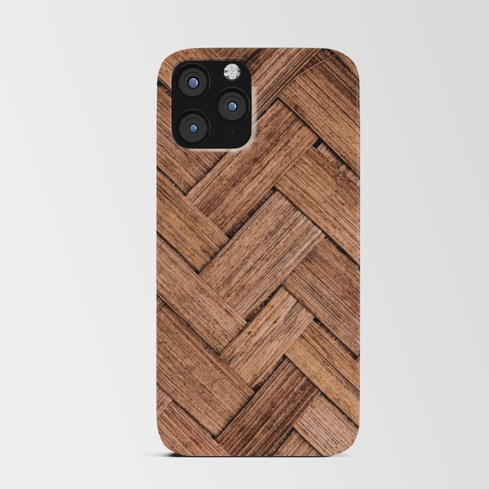 Rustic Woven Wood iPhone Card Case