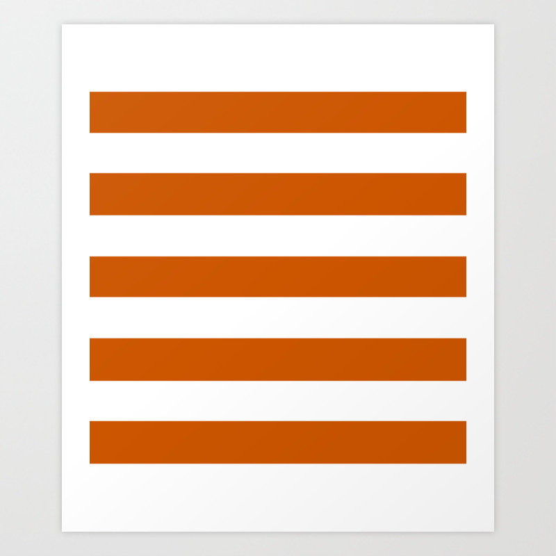 Burnt Orange Solid Color White Stripes Pattern Art Print By Makeitcolorful Society6