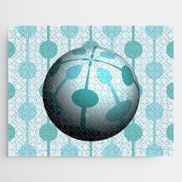 3D Droplets Pattern Sphere - Pale Blue Pastel Green Jigsaw Puzzle