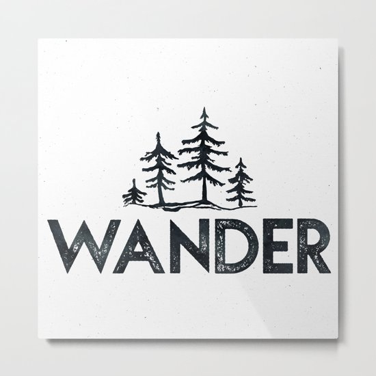 WANDER Forest Trees Black and White Metal Print