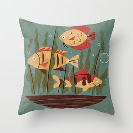Fish and Seaweed Throw Pillow