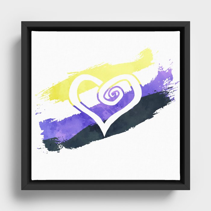 Nonbinary heart - LGBTQ love flag Framed Canvas