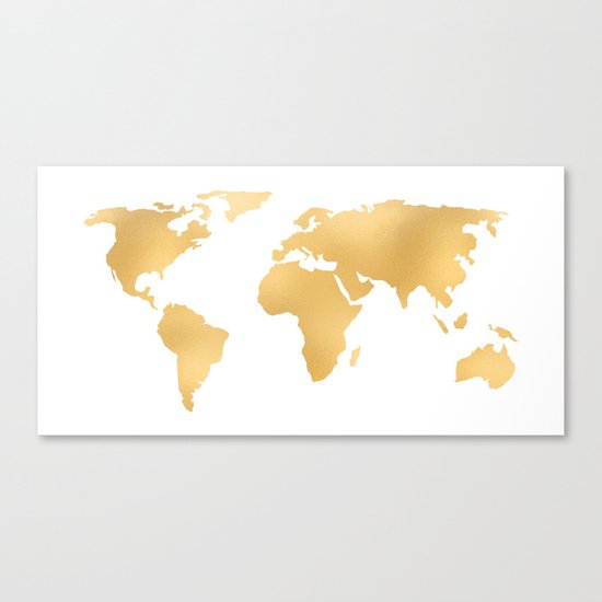 World Map Deep Gold Rush Canvas Print