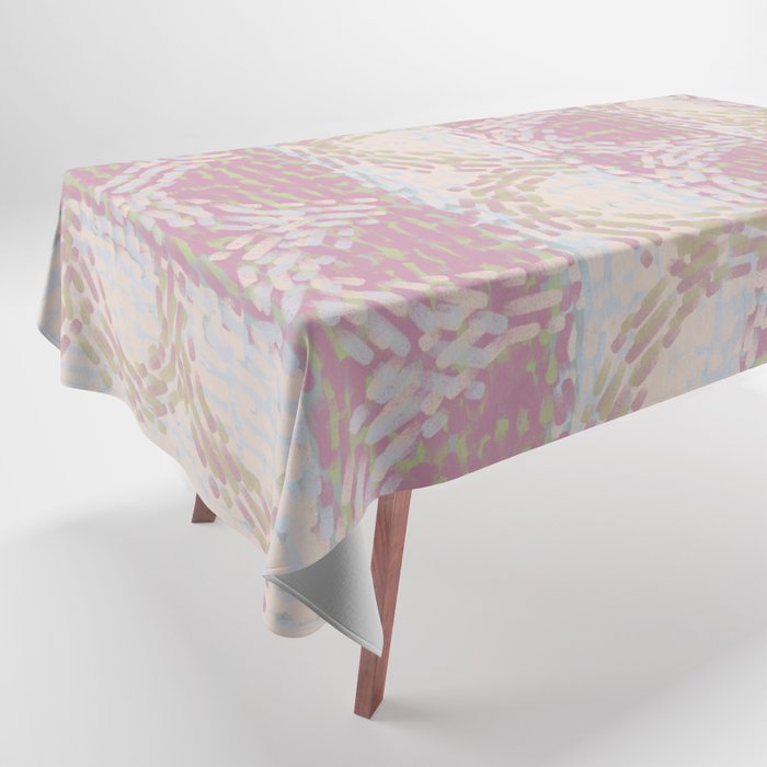 Pink impressionism dab wave pattern Tablecloth