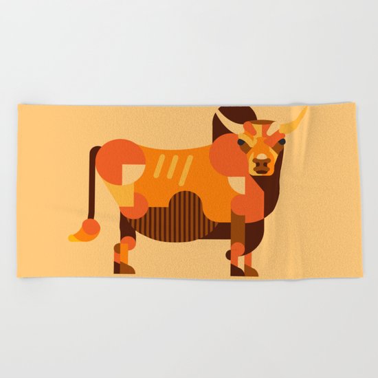 Bull Orange Beach Towel