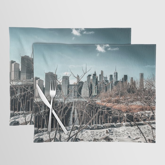 New York City Manhattan skyline during winter Placemat