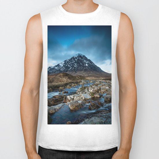 Mountain ice clouds blue Biker Tank