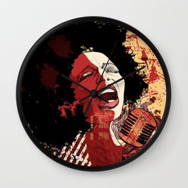 Music Jazz - afro american jazz singer on grunge background - illustration Wall Clock