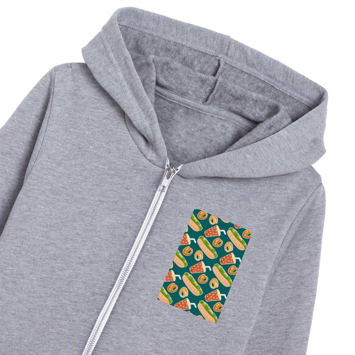 Fastfood Pattern Kids Zip Hoodie