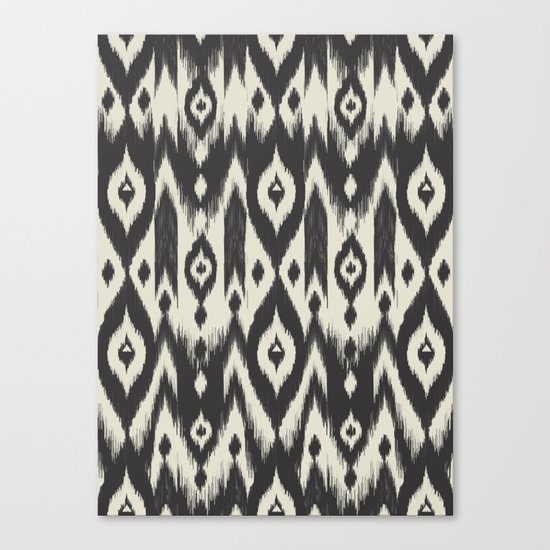 Black & Cream Tribal Ikat Canvas Print