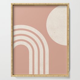 Mid Century Modern Dust Pink Sun & Rainbow Serving Tray