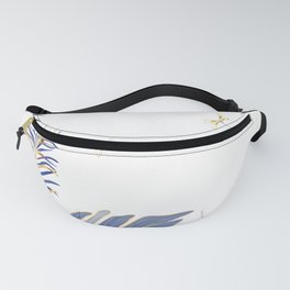 Tropical Gold and Blue Palm Leaves Fanny Pack