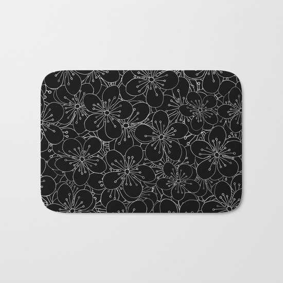 Cherry Blossom Black on White - In Memory of Mackenzie Bath Mat