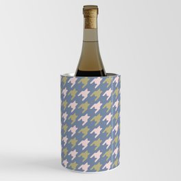 Simple Houndstooth Pattern (Bluish Grey \ Pastel Pink\ Muted Green) Wine Chiller