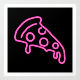 Pink Neon Pizza Slice Art Print