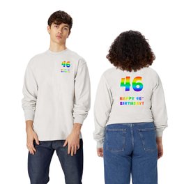 [ Thumbnail: HAPPY 46TH BIRTHDAY - Multicolored Rainbow Spectrum Gradient Long Sleeve T Shirt Long-Sleeve T-Shirt ]