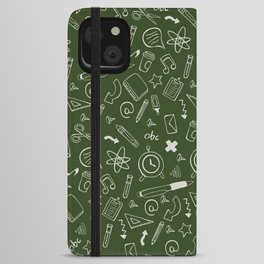Back to School - Green-White Pattern iPhone Wallet Case