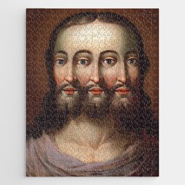Three Faced Jesus The Holy Trinity Jigsaw Puzzle