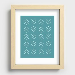Arrow Geometric Pattern 16 in Teal Green Blue Turquoise Recessed Framed Print