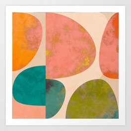 abstract painterly mid century shapes Art Print