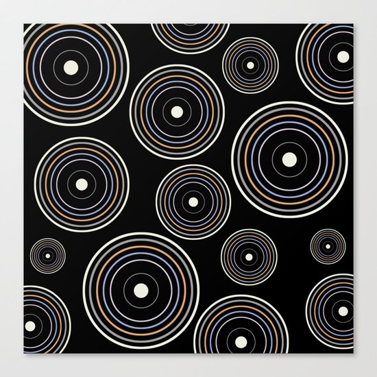 CONCENTRIC CIRCLES IN BLACK (abstract pattern) Canvas Print