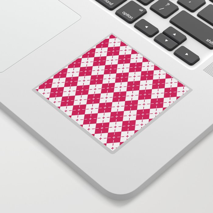 Pink Argyle Pattern,Diamond Geometrical Shape Quilt Knit Sweater Tartan Sticker