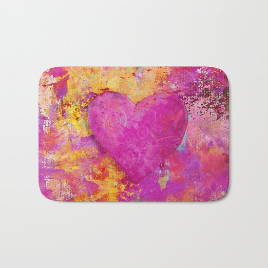 original heart painting Crazy in Love Bath Mat