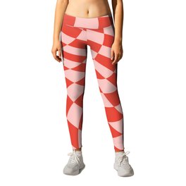 Red and pink swirl checker Leggings
