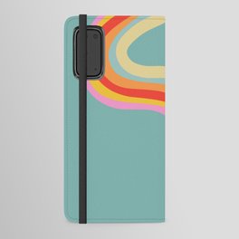 Groovy 70s Retro Rainbow Flow on Blue Android Wallet Case