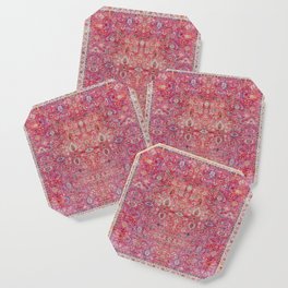 N45 - Pink Vintage Traditional Moroccan Boho & Farmhouse Style Artwork. Coaster