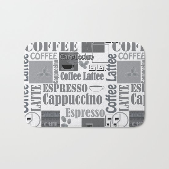Black and white pattern. "Favourite coffee " Bath Mat