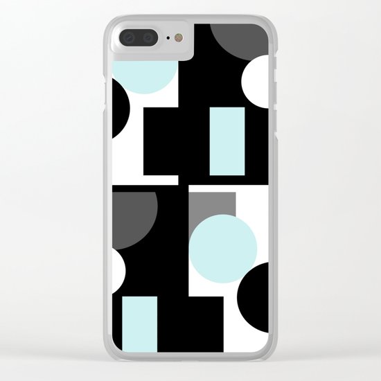 An abstract geometric pattern . Geometric shapes . Black sky blue white pattern . Clear iPhone Case