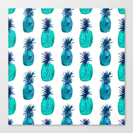 Mint pineapples || watercolor Canvas Print