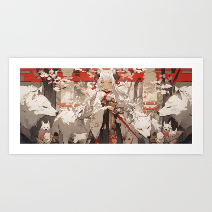 Anime Mugs Series - White Wolf Protector (Direwolf) Art Print