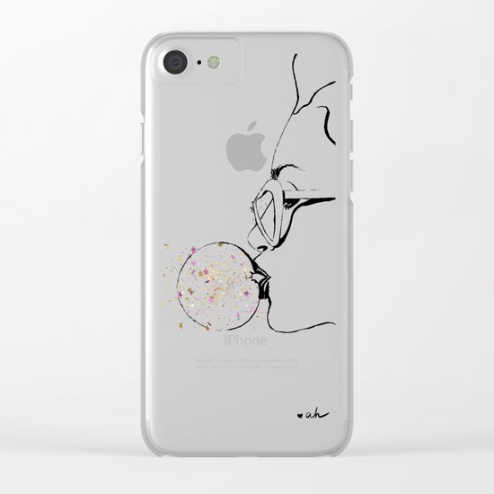 Glitter Bubble Gum Clear iPhone Case
