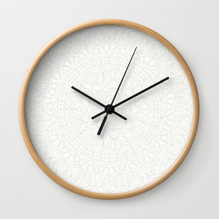 Cream on White Mandala Circle of Life Wall Clock
